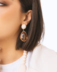 Orecchini pendenti con pietra a goccia in acrilico trasparente arancio - Mya Accessories