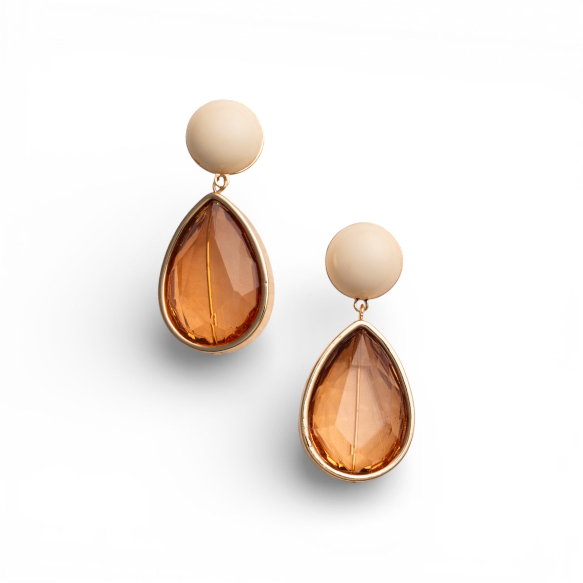 Orecchini pendenti con pietra a goccia in acrilico trasparente arancio - Mya Accessories