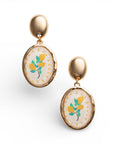 Orecchini pendenti con pietra ovale a motivo pianta di limone in resina - Mya Accessories