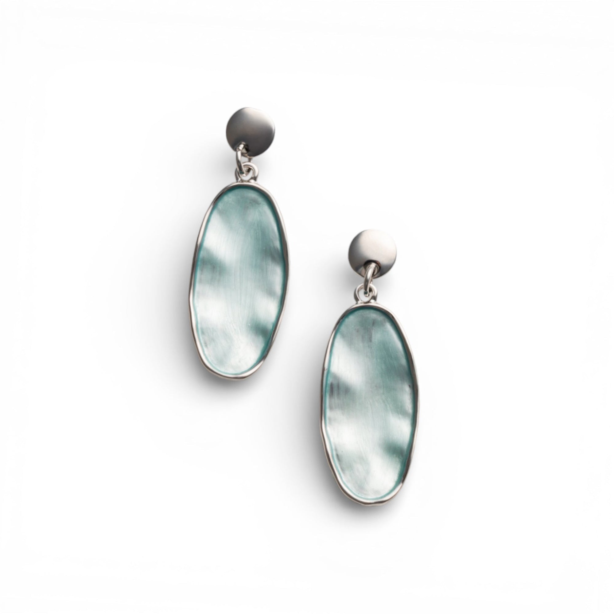 Orecchini pendenti ovali smaltati celeste - Mya Accessories
