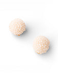 Orecchini a clip circolari con piccole pietre in vetro rosa - Mya Accessories