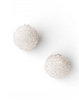 Orecchini a clip circolari con piccole pietre in vetro bianche - Mya Accessories