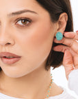 Orecchini a clip circolari con piccole pietre in vetro verde petrolio - Mya Accessories