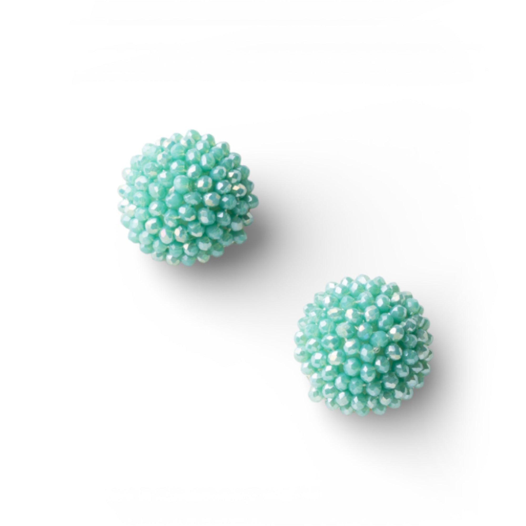 Orecchini a clip circolari con piccole pietre in vetro verde petrolio - Mya Accessories