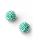 Orecchini a clip circolari con piccole pietre in vetro verde petrolio - Mya Accessories