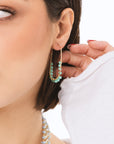 Orecchini a filo pendenti con pietre in vetro verde - Mya Accessories