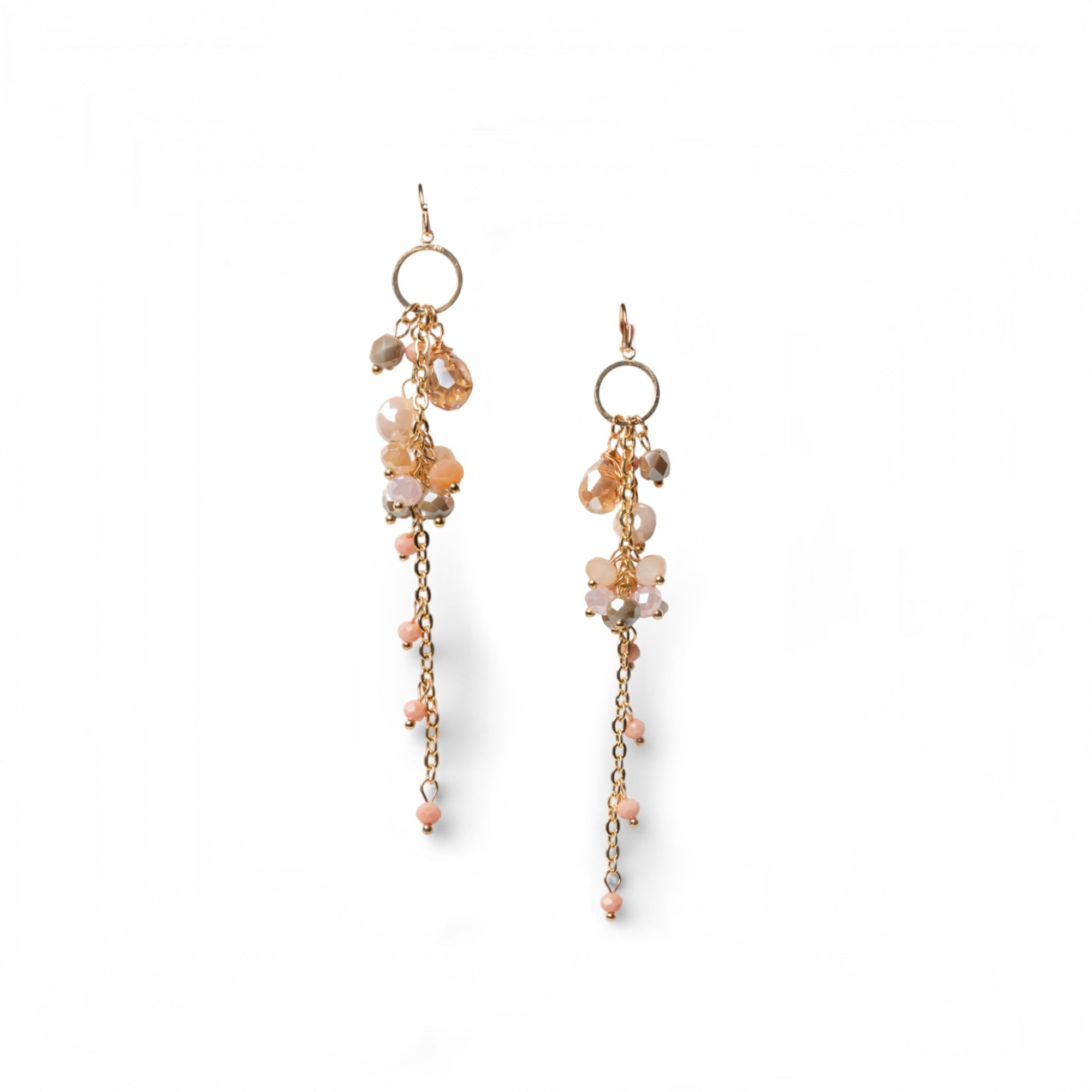 Orecchini pendenti a catena con pietre in vetro multi rosa - Mya Accessories
