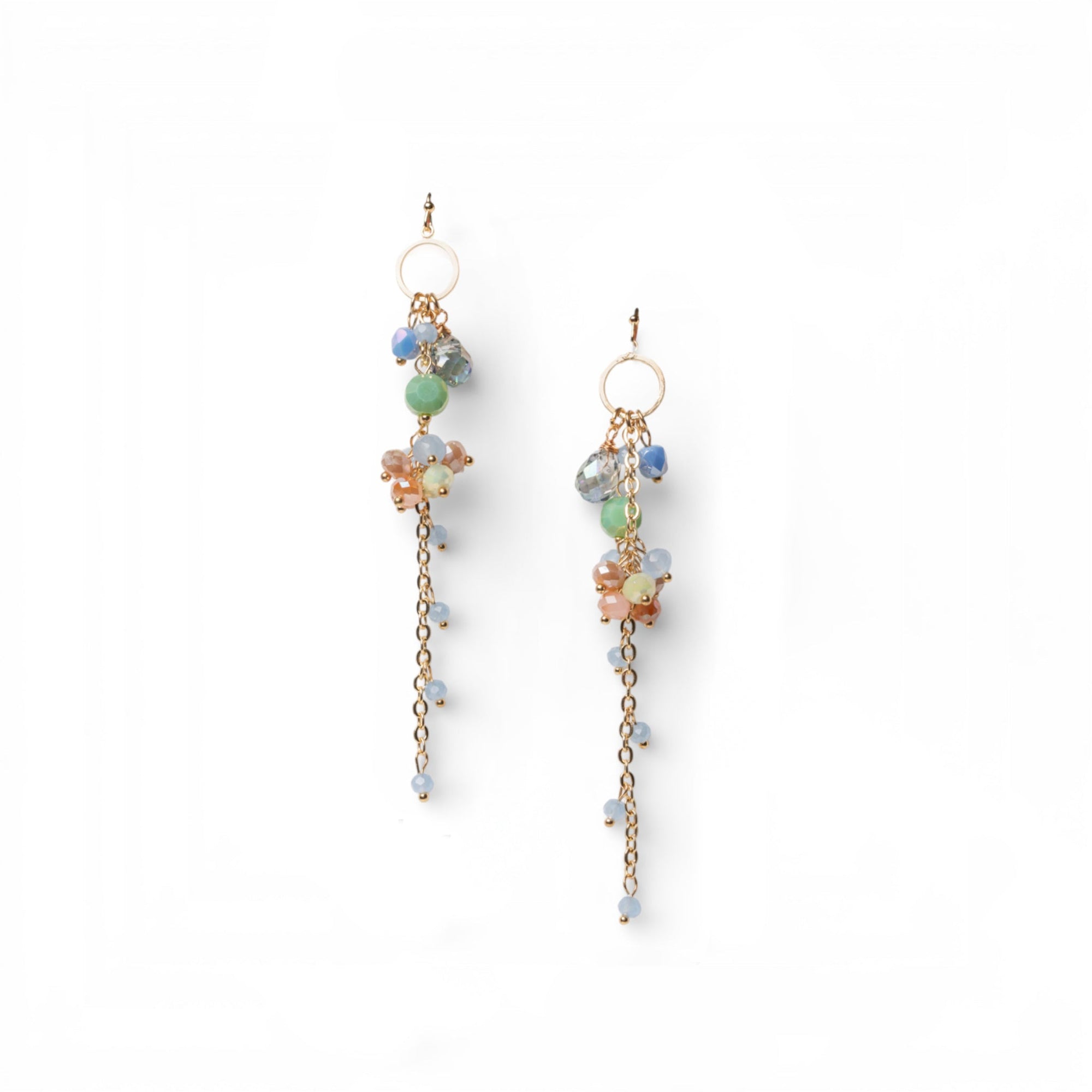 Orecchini pendenti a catena con pietre in vetro multicolore - Mya Accessories