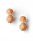 Orecchini pendenti con doppia sfera con pietre in vetro rosa - Mya Accessories