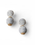 Orecchini pendenti con doppia sfera con pietre in vetro grigie - Mya Accessories