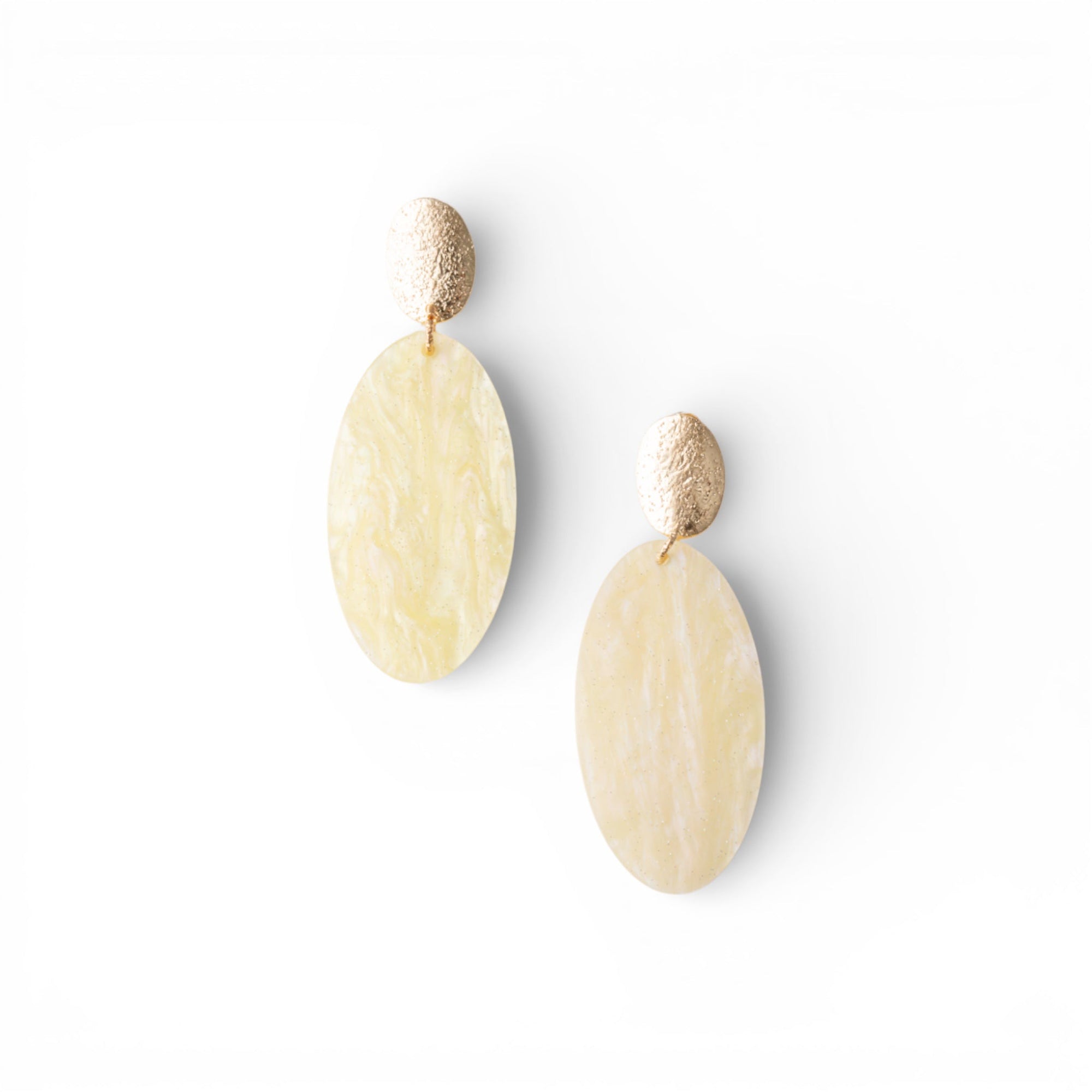Orecchini pendenti con pietra ovale in acrilico gialla - Mya Accessories