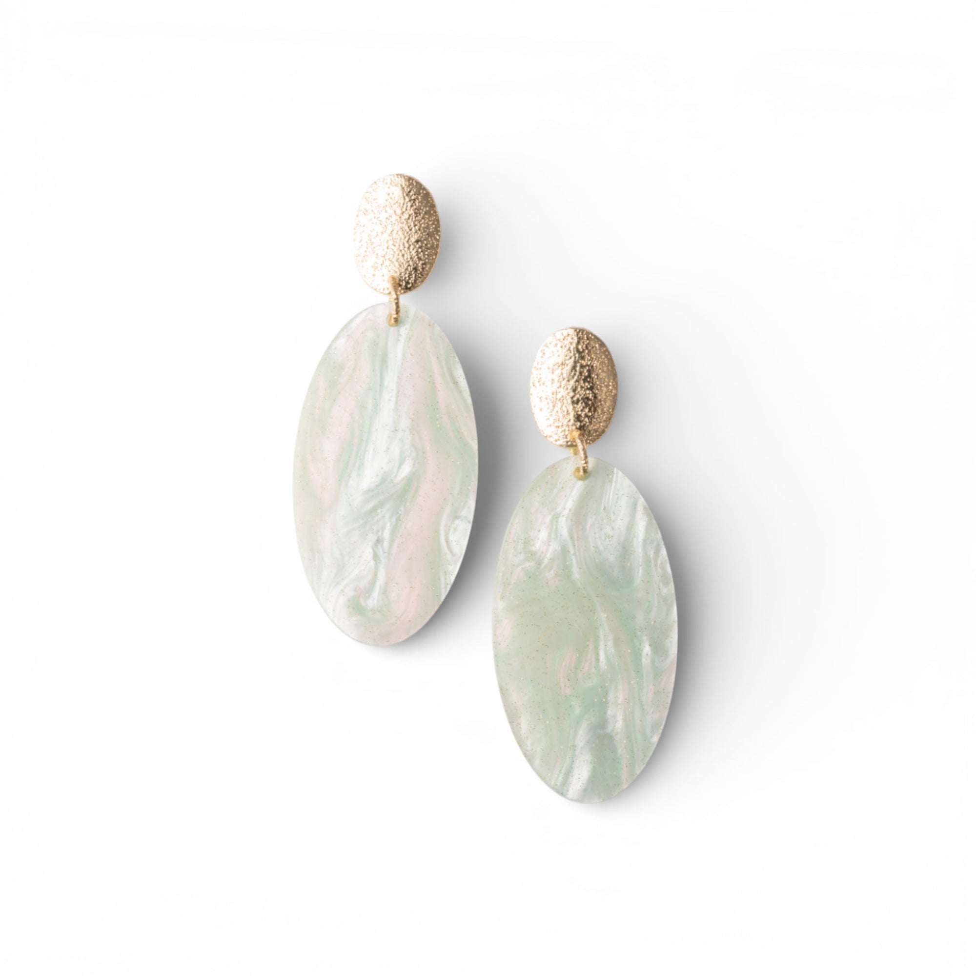 Orecchini pendenti con pietra ovale in acrilico verde - Mya Accessories