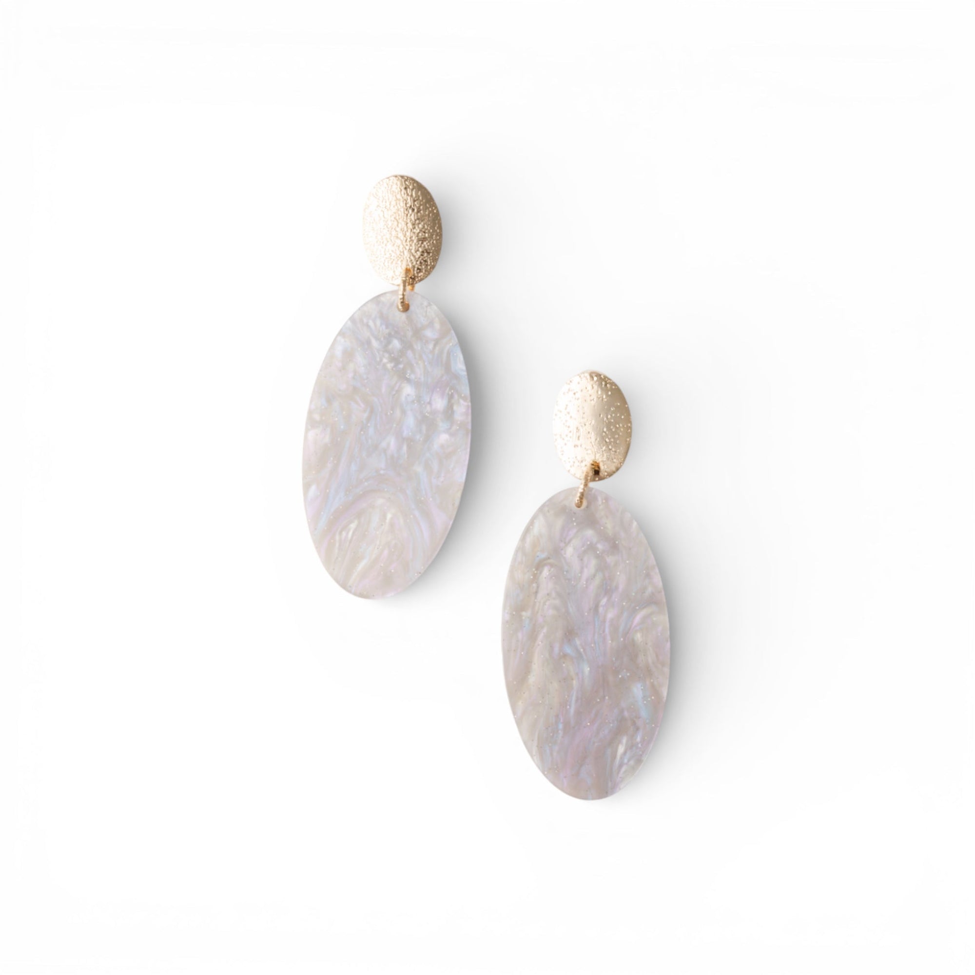 Orecchini pendenti con pietra ovale in acrilico lilla - Mya Accessories