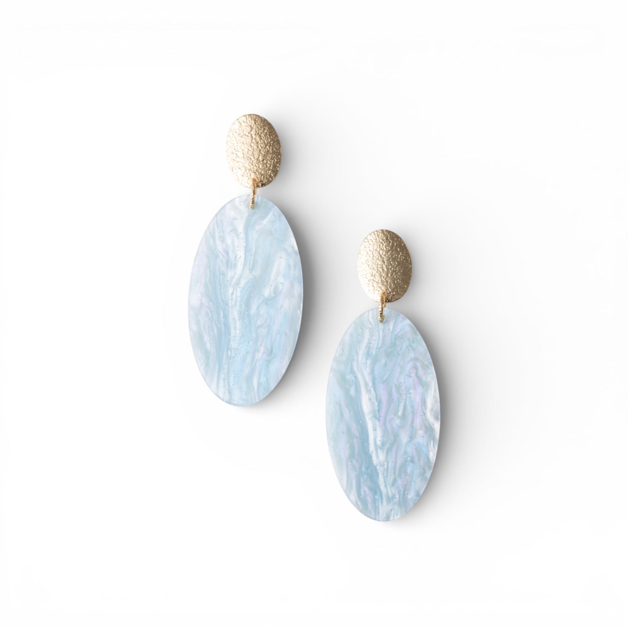 Orecchini pendenti con pietra ovale in acrilico azzurro - Mya Accessories