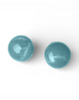Orecchini a clip con pietra circolare in resina marmorizzata azzurra - Mya Accessories