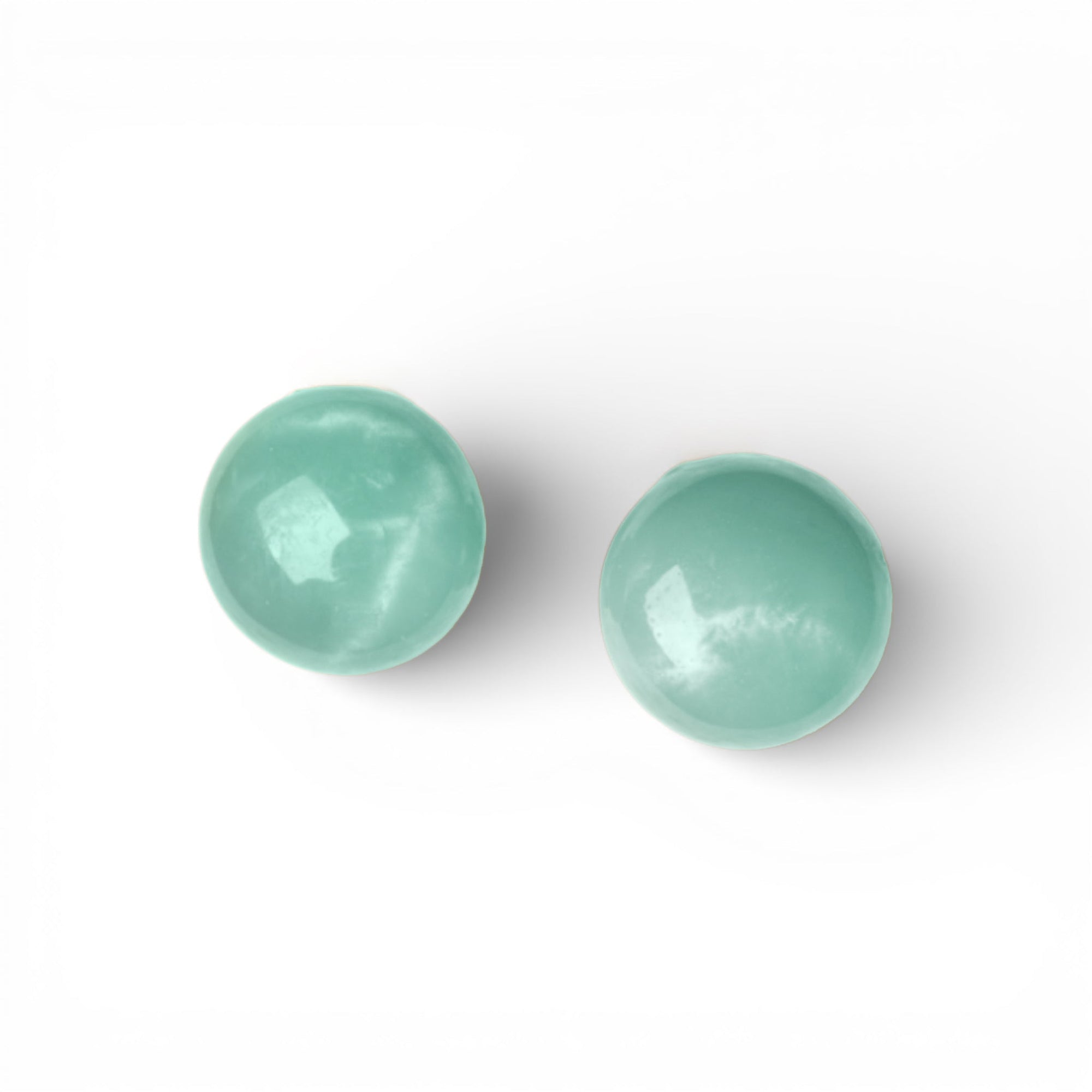 Orecchini a clip con pietra circolare in resina marmorizzata verde acqua - Mya Accessories