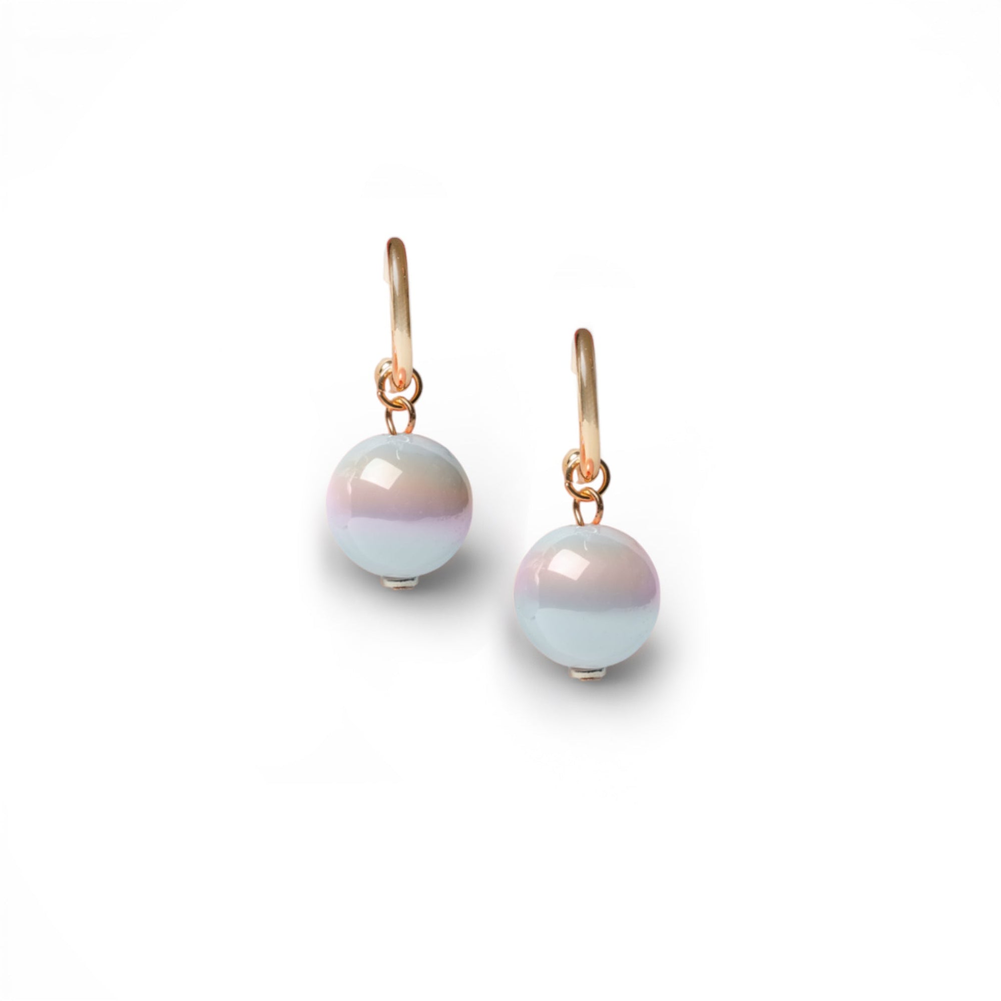 Orecchini a cerchietto con sfera lucida pendente in acrilico grigia - Mya Accessories
