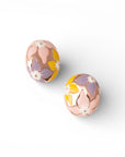 Orecchini a clip ovali smaltati con fiori gialli e rosa - Mya Accessories