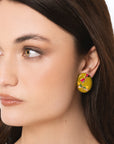 Orecchini a clip ovali smaltati verde con design a libellula - Mya Accessories