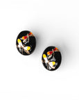 Orecchini a clip ovali smaltati neri con design a libellula - Mya Accessories
