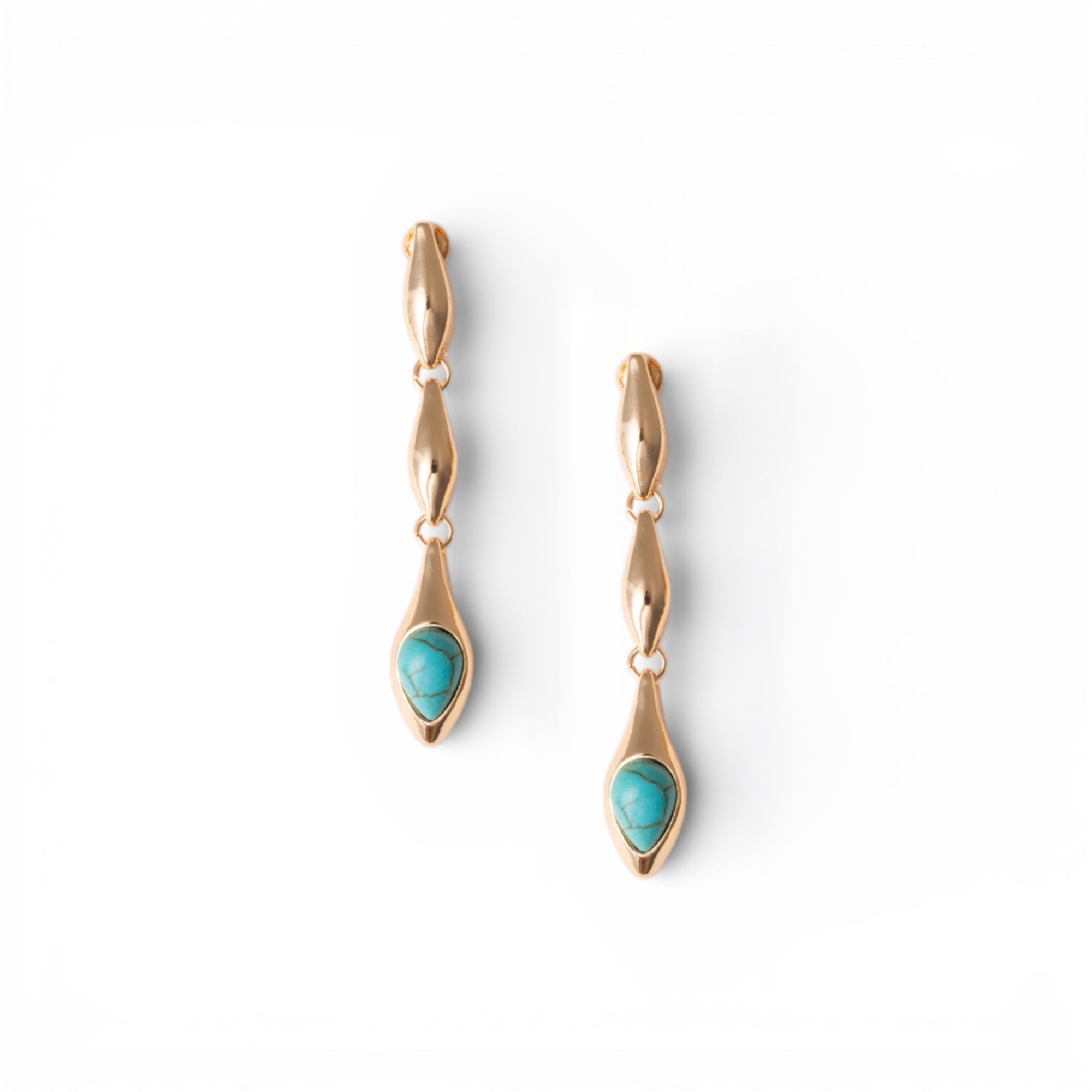 Orecchini pendenti in metallo con pietra turchese - Mya Accessories