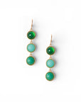 Orecchini in metallo pendenti con tre pietre dure tono verde - Mya Accessories