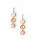 Orecchini in metallo pendenti con tre pietre dure tono rosa - Mya Accessories