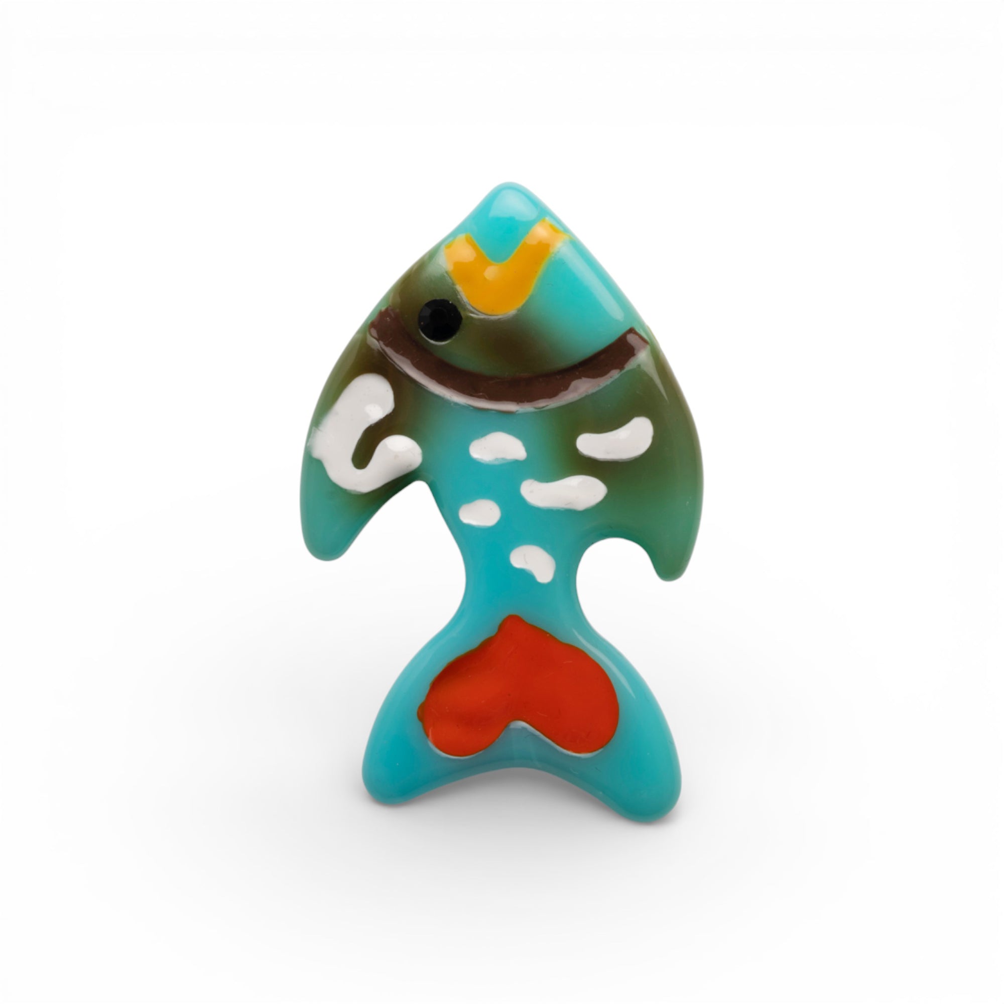 Spilla in metallo con pesciolino in acrilico azzurro - Mya Accessories