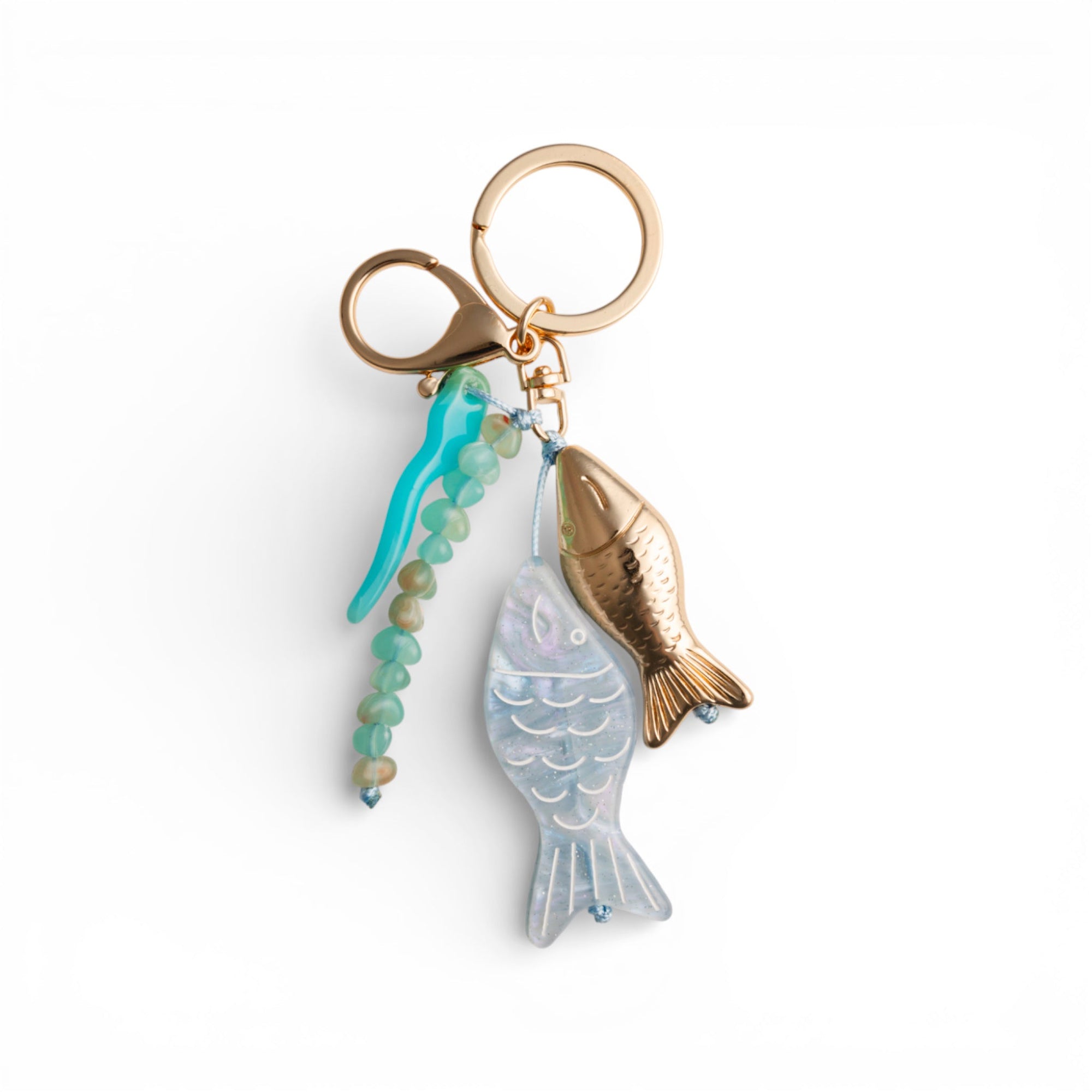 Portachiavi con elementi marini tono azzurro in metallo ed acrilico - Mya Accessories