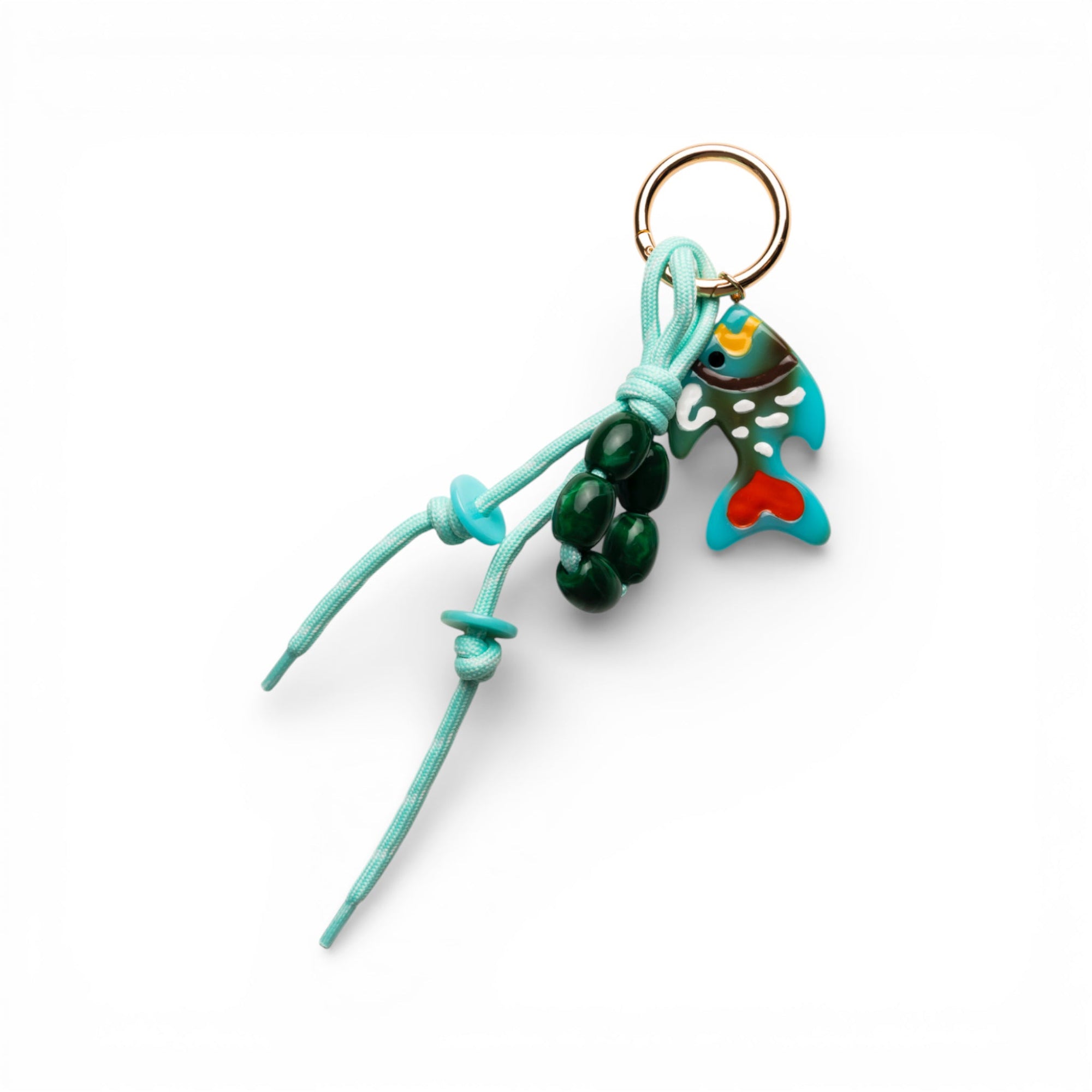 Portachiavi in corda turchese con pesciolino in acrilico - Mya Accessories