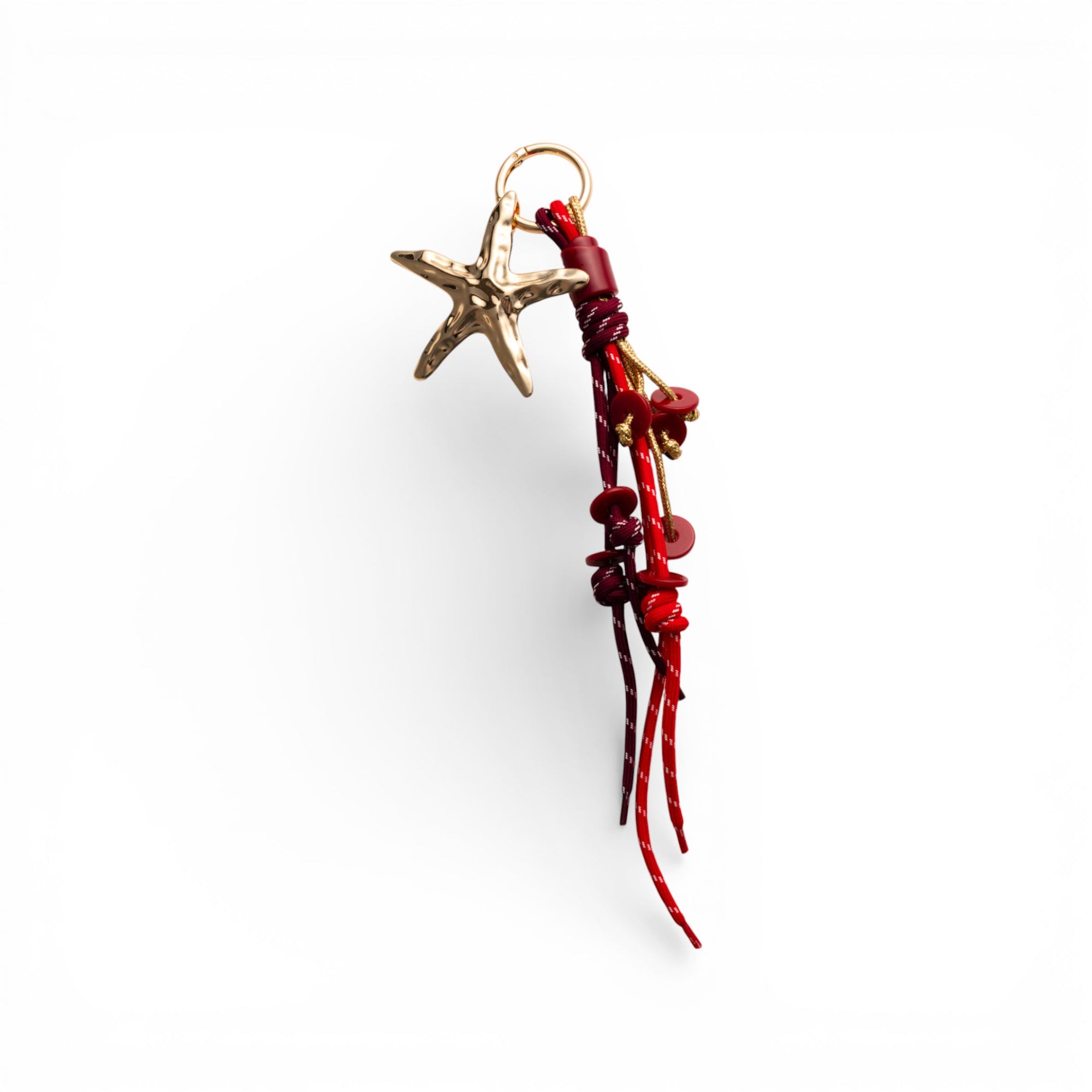 Portachiavi in corda tono rosso con stella marina in metallo - Mya Accessories