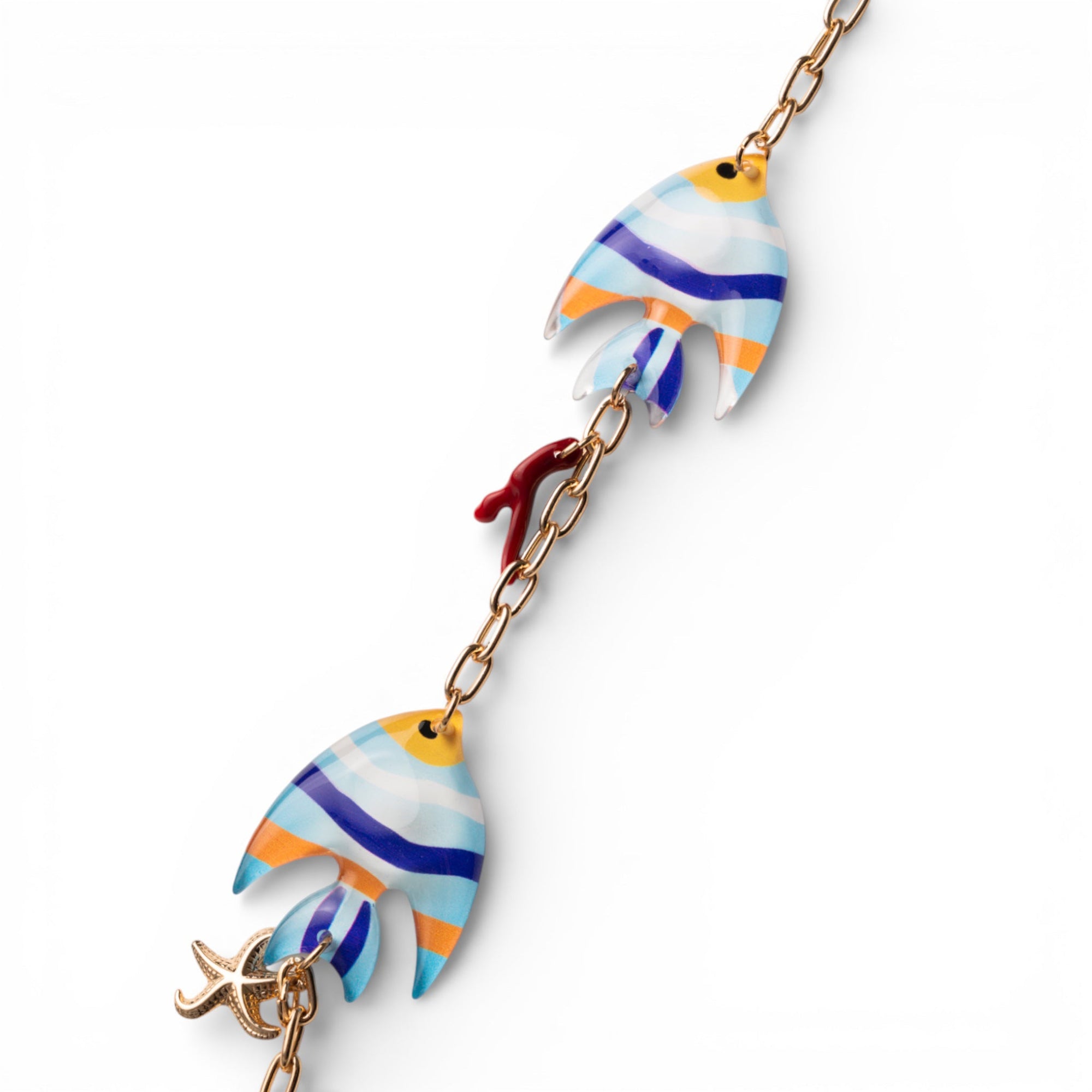 Collana lunga a catena con inserti a forma di pesciolino in acrilico - Mya Accessories