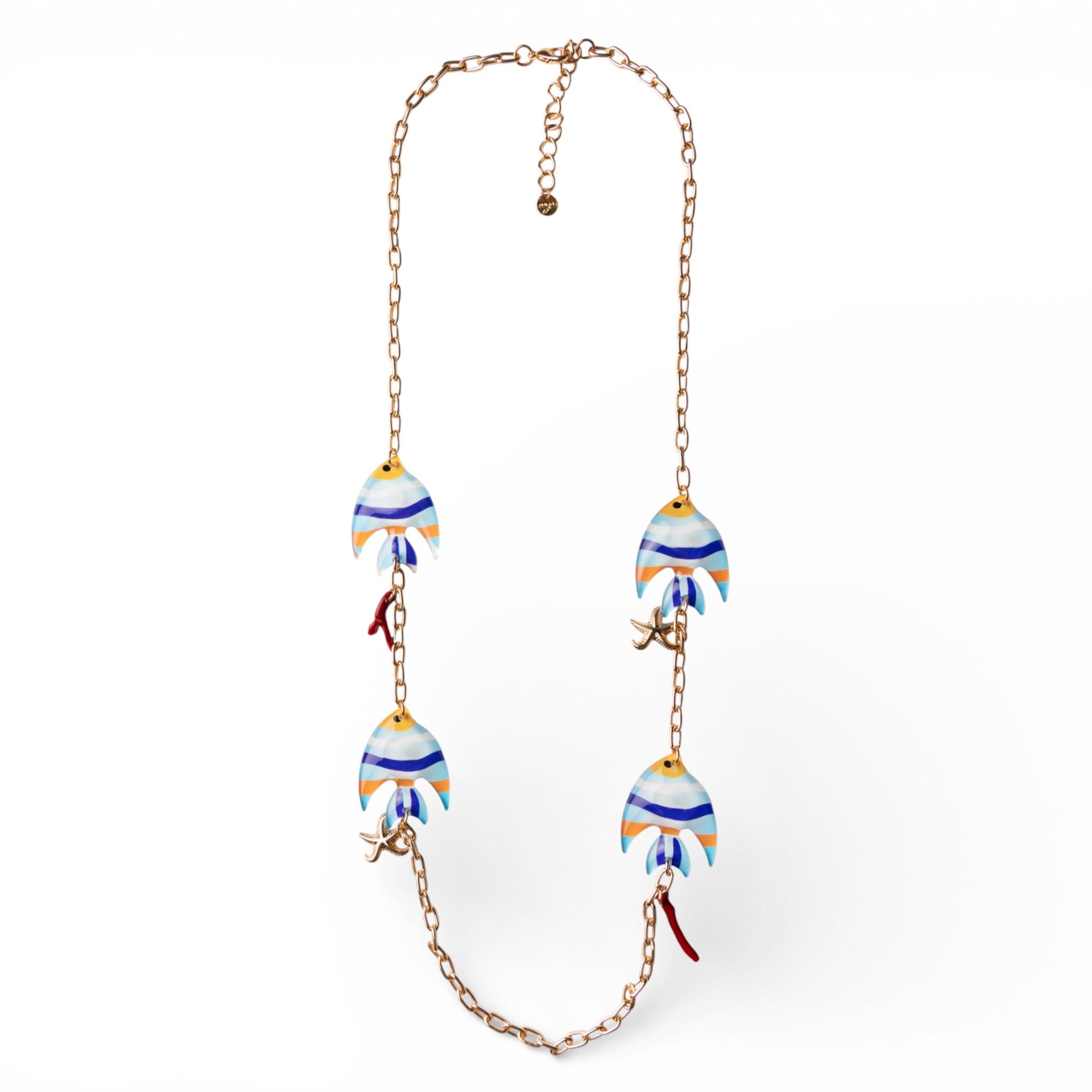Collana lunga a catena con inserti a forma di pesciolino in acrilico - Mya Accessories