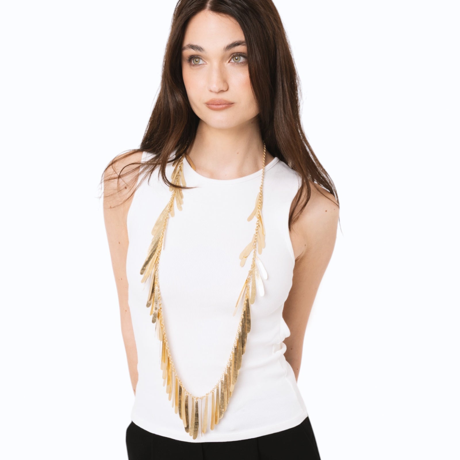 Collana lunga a catena con frange in metallo antichizzato - Mya Accessories