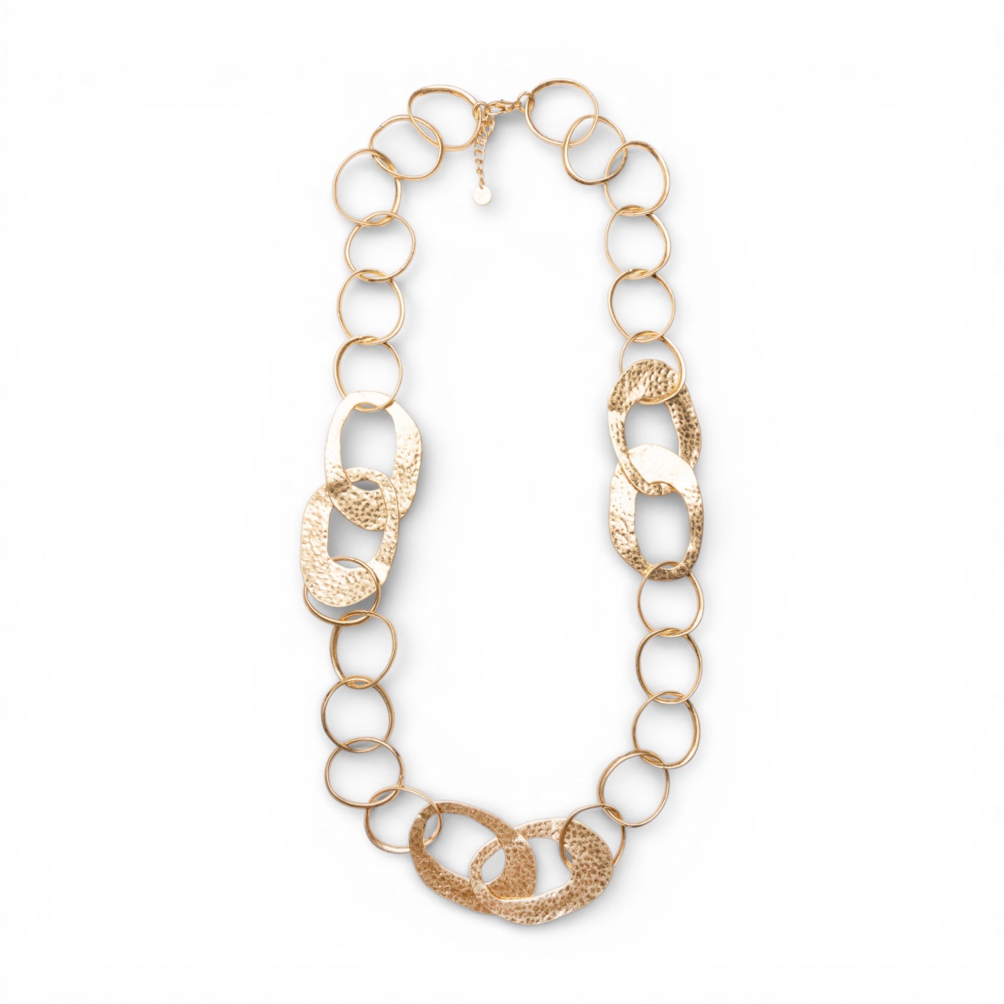 Collana lunga a catena grossa martellata in metallo antichizzato - Mya Accessories