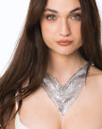 Collana girocollo statement a maglia argentata - Mya Accessories
