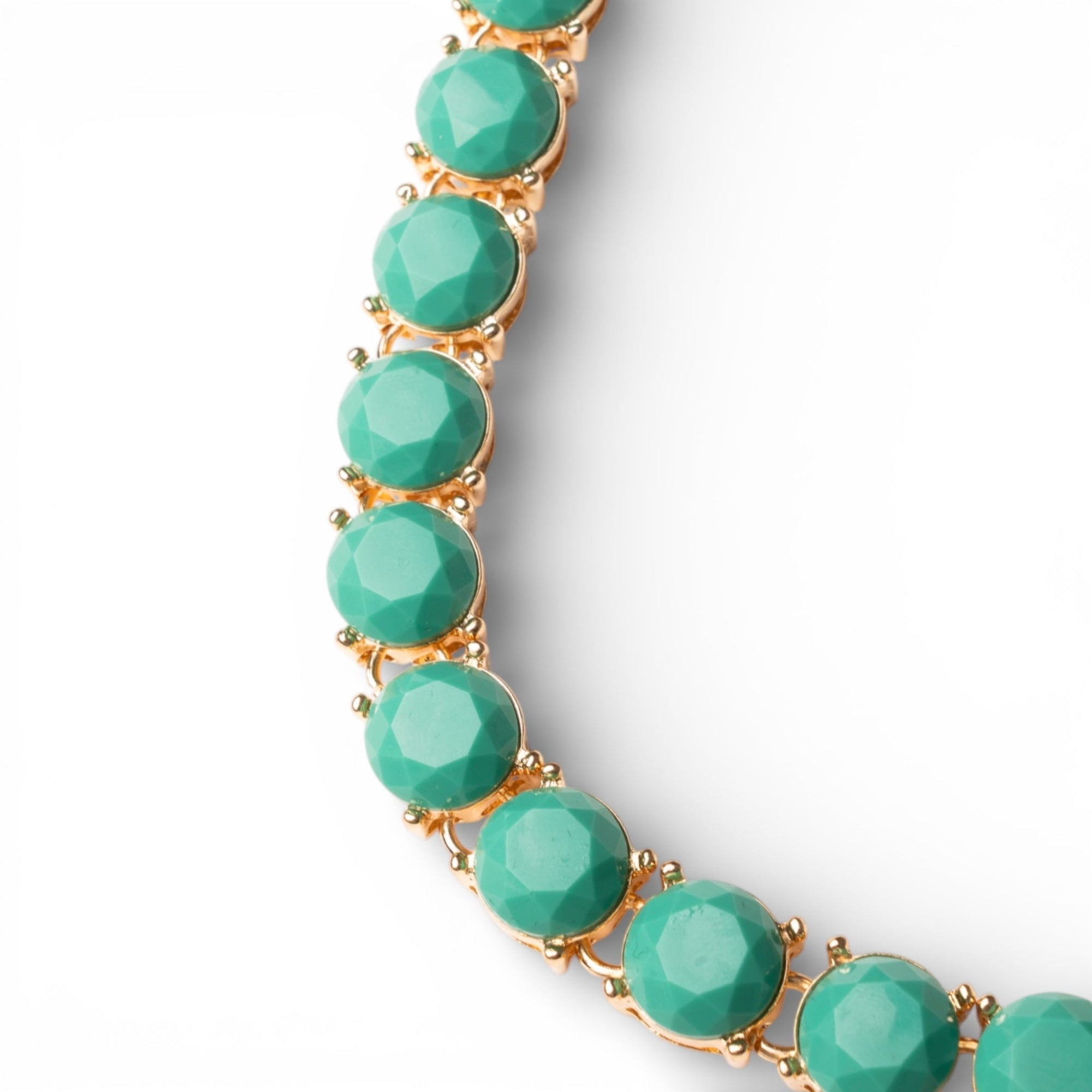 Collana girocollo a catena con pietre in resina verde acqua - Mya Accessories