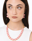 Collana girocollo a catena con pietre in resina rosa - Mya Accessories