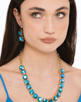 Collana girocollo a catena con pietre in vetro blu - Mya Accessories