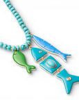 Collana a catena con pietre in vetro turchesi, con pendenti marini smaltati - Mya Accessories