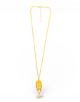 Collana lunga con pietre in vetro gialle e pendente a pesciolino smaltato - Mya Accessories