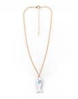 Collana girocollo a catena sottile con pendente pesciolino smaltato bianco ed azzurro - Mya Accessories