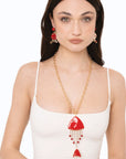 Collana lunga a catena sottile con pendente pesciolino smaltato rosso - Mya Accessories