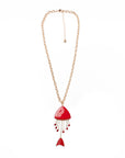 Collana lunga a catena sottile con pendente pesciolino smaltato rosso - Mya Accessories