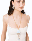 Collana lunga a catena sottile con pendente pesciolino smaltato celeste - Mya Accessories