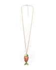 Collana lunga a catena sottile con pendente a pesciolino con texture multicolore - Mya Accessories