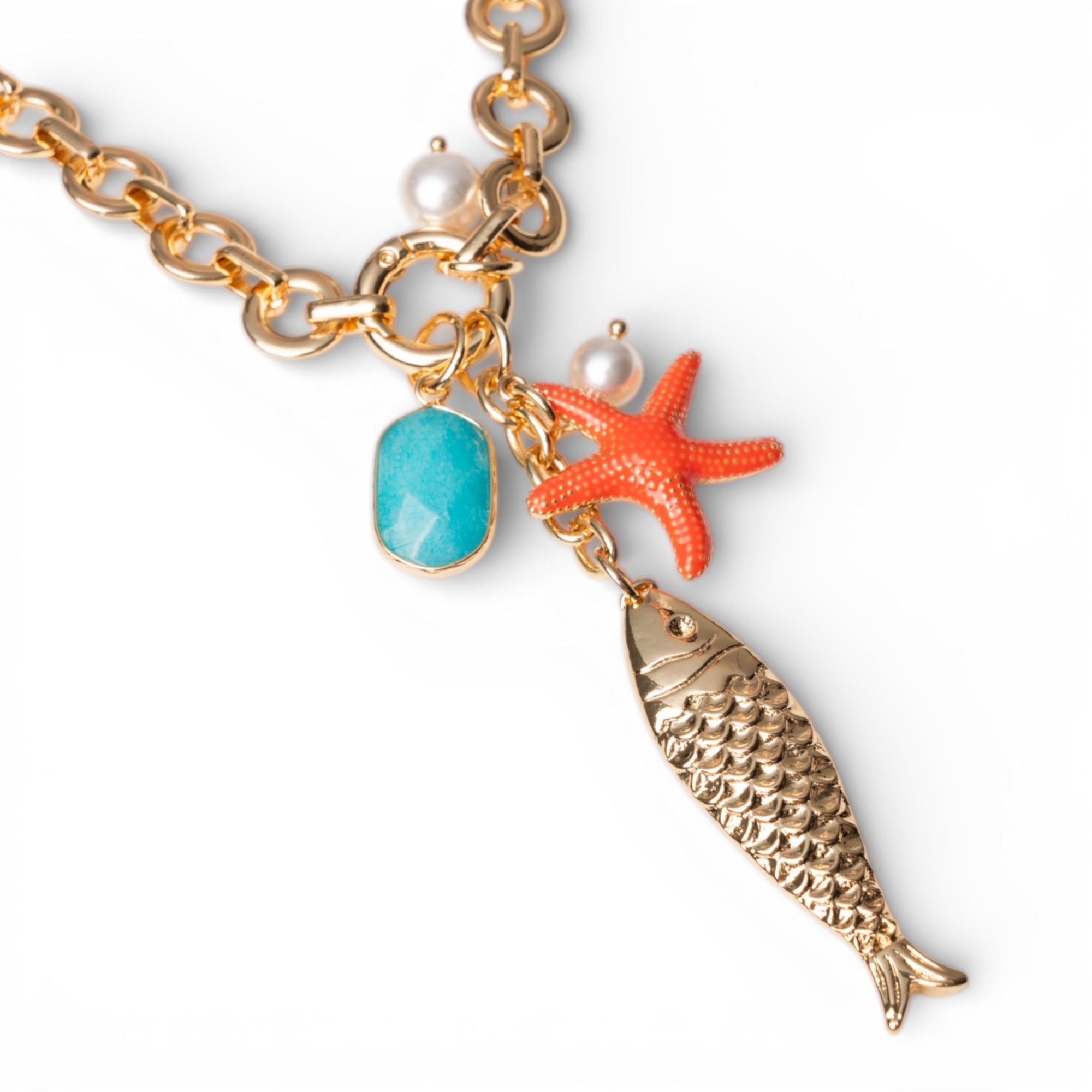 Collana girocollo a catena in metallo con pendente charms marini - Mya Accessories