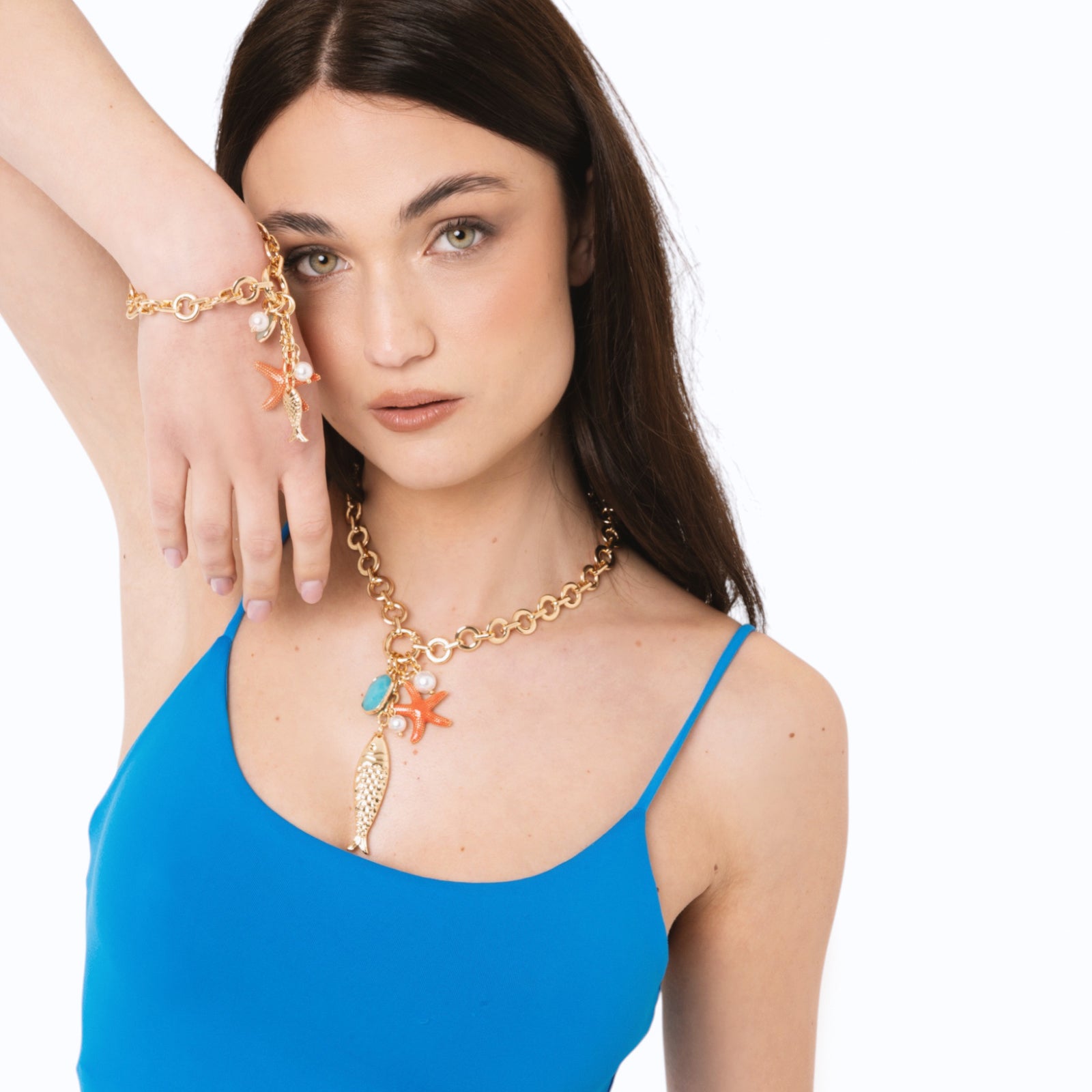 Collana girocollo a catena in metallo con pendente charms marini - Mya Accessories