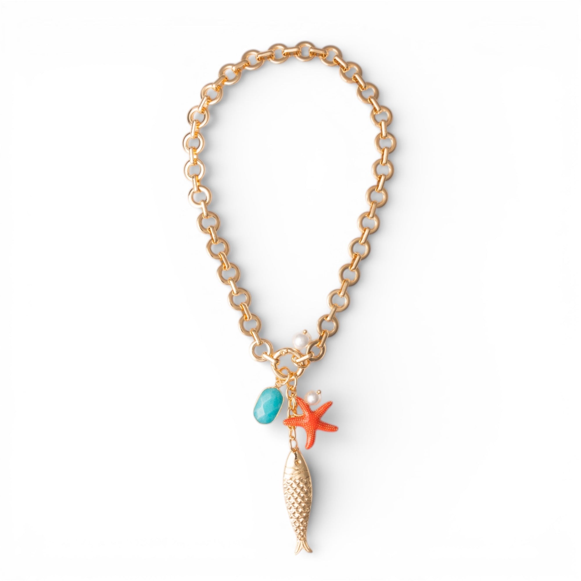 Collana girocollo a catena in metallo con pendente charms marini - Mya Accessories