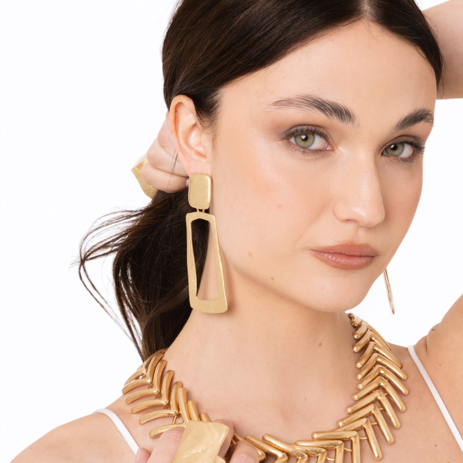 Orecchini pendenti in metallo antichizzato rettangolare - Mya Accessories